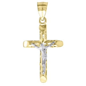 10kt Two-tone Gold Mens Women Crucifix Cross Religious Charm Pendant