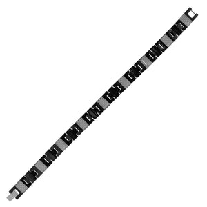 Tungsten Black Grey Carbon Fiber Inlay Mens Fancy Bracelet 11mm Size 8.5 Inches