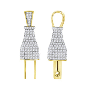 925 Sterling Silver Yellow-tone Mens Cubic Zirconia Tools Plug Charm Pendant
