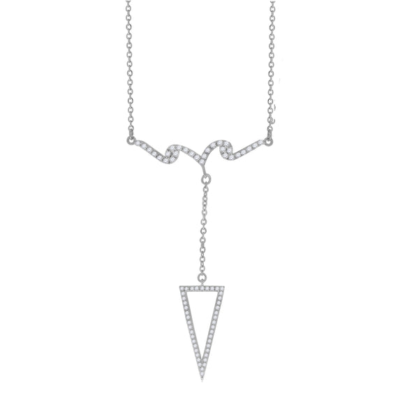 925 Sterling Silver Women Micropave Cubic Zirconia Fashion Triangle Necklace