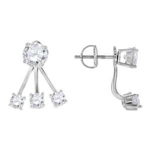 925 Sterling Silver Womens Cubic Zirconia Earring Jacket With Studs