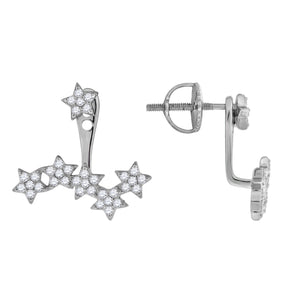 925 Sterling Silver Womens Cubic Zirconia Star Earring Jacket With Studs