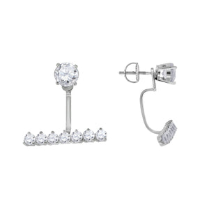 925 Sterling Silver Womens Cubic Zirconia Earring Jacket With Studs