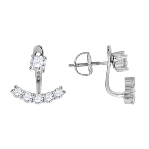 925 Sterling Silver Womens Cubic Zirconia Earring Jacket With Studs