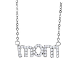925 Sterling Silver Womens Cubic Zirconia Mom Charm Pendant