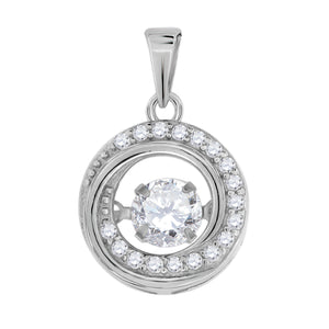 925 Sterling Silver Womens Cubic Zirconia Fashion Round Charm Pendant