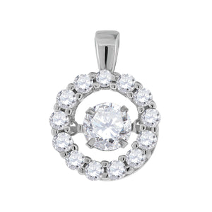 925 Sterling Silver Womens Cubic Zirconia Fashion Round Charm Pendant