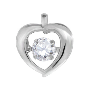 925 Sterling Silver Womens Sparkling CZ Heart Charm Pendant
