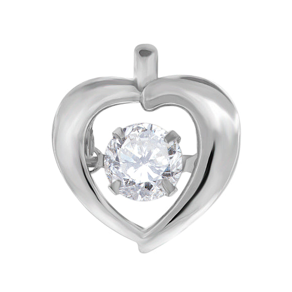 925 Sterling Silver Womens Sparkling CZ Heart Charm Pendant