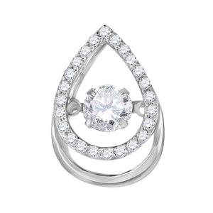 925 Sterling Silver Womens Cubic Zirconia Fashion Teardrop Slide Charm Pendant