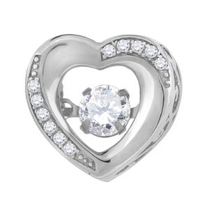925 Sterling Silver Womens Sparkling CZ Heart Slide Pendant
