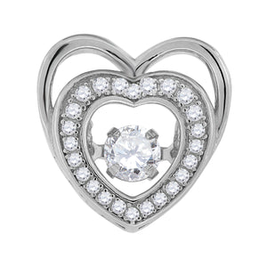 925 Sterling Silver Womens Sparkling CZ Heart Slide Pendant