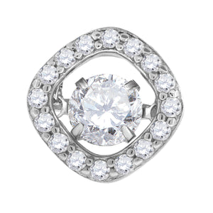 925 Sterling Silver Womens Cubic Zirconia Fashion Square Slide Charm Pendant