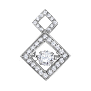925 Sterling Silver Womens Cubic Zirconia Fashion Square Charm Pendant