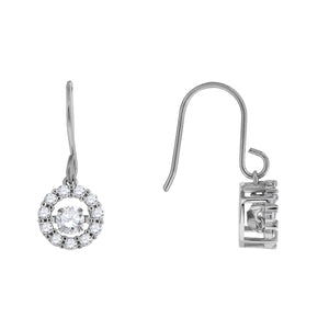 925 Sterling Silver Womens Cubic Zirconia Round Dangle Earrings