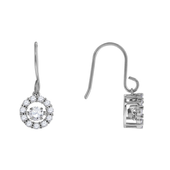 925 Sterling Silver Womens Cubic Zirconia Round Dangle Earrings