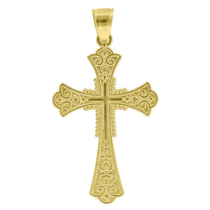 14kt Yellow Gold Unisex Cross Pendant Religious Charm