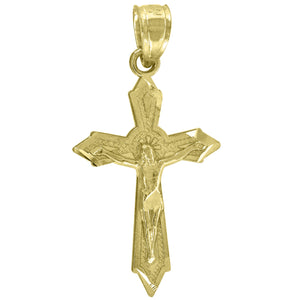 14kt Yellow Gold Unisex Cross Crucifix Religious Pendant Charm