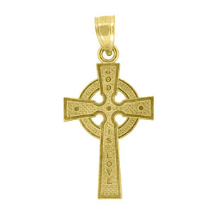 14kt Yellow Gold Womens God Is Love Cross Religious Pendant Charm