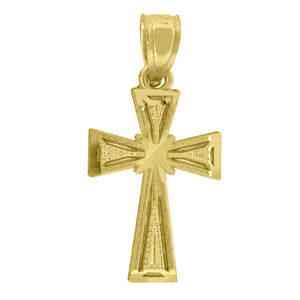 14kt Yellow Gold Unisex Diamond-cut Cross Ht:20.7mm Religious Pendant Charm