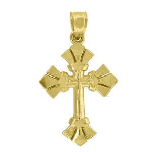 14kt Yellow Gold Unisex Cross Ht:25.8mm Religious Pendant Charm