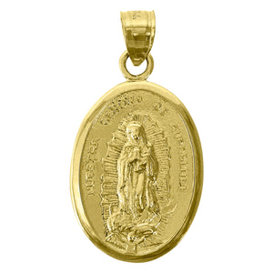 14kt Yellow Gold Womens Engraved Guadalupe Mary Religious Ht:28.7mm Pendant Charm