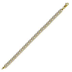 10kt Two-tone Gold Womens Link Bracelet Size 7 Inches