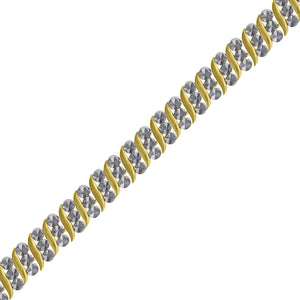 10kt Two-tone Gold Womens Link Bracelet Size 8 Inches