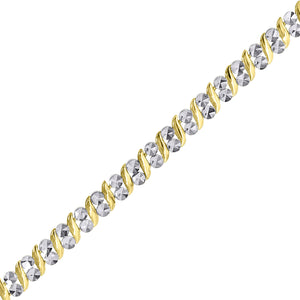 10kt Two-tone Gold Womens Link Bracelet Size 8 Inches