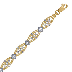 10kt Two-tone Gold Womens Link Bracelet Size 8 Inches