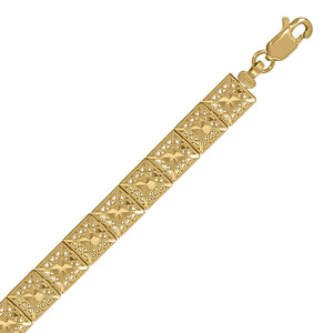 10kt Yellow Gold Womens Square Link Bracelet Size 7 Inches
