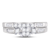 10kt White Gold Princess Diamond Bridal Wedding Ring Band Set 1/2 Cttw - Size 5