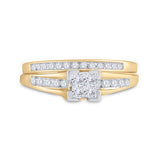 10kt Yellow Gold Princess Diamond Bridal Wedding Ring Band Set 1/2 Cttw Size 5
