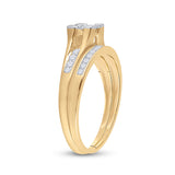 10kt Yellow Gold Princess Diamond Bridal Wedding Ring Band Set 1/2 Cttw Size 5
