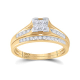 10kt Yellow Gold Princess Diamond Bridal Wedding Ring Band Set 1/2 Cttw Size 5