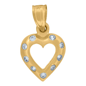 10kt Yellow Gold Womens Cubic Zirconia Cubic-zirconia Heart Charm Pendant