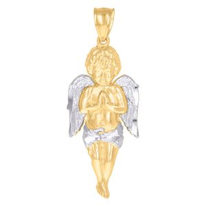 10kt Two-tone Gold Mens Women Cupid Angel Religious Charm Pendant