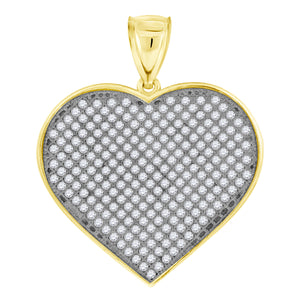 10kt Gold Two-tone Cubic-zirconia Womens Ht:35.7mm x W:29.6mm Heart Charm Pendant