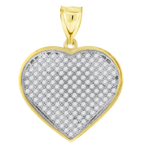 10kt Gold Two-tone Cubic-zirconia Womens Ht:30.6mm x W:23.1mm Heart Charm Pendant