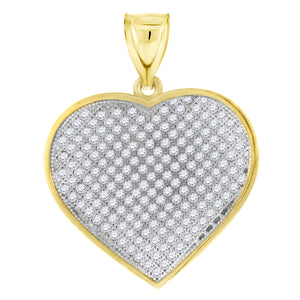 10kt Two-tone Gold Womens Cubic Zirconia Cubic-zirconia Love Heart Charm Pendant