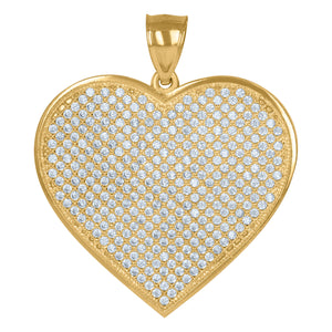 10kt Gold Two-tone Cubic-zirconia Womens Ht:41mm x W:33.2mm Heart Charm Pendant