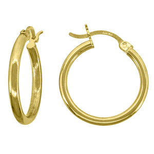 14kt Yellow Gold Womens Polished Huggie Hoop 21mm x 2.5mm Earrings