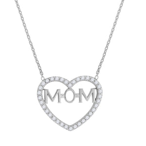 925 Sterling Silver Womens CZ Mom Charm Pendant