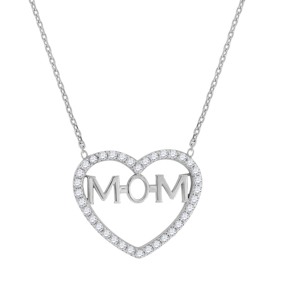 925 Sterling Silver Womens CZ Mom Charm Pendant