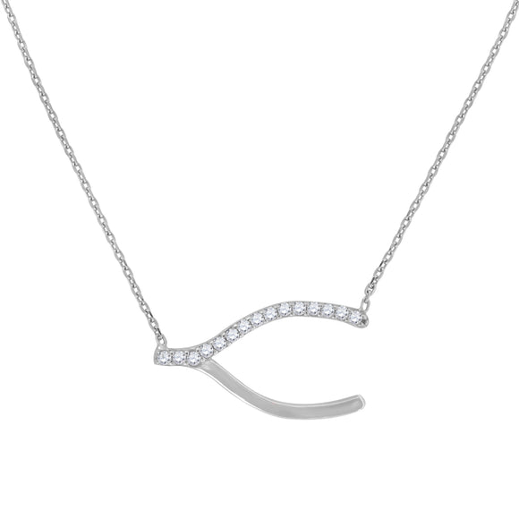925 Sterling Silver Women Cubic Zirconia Rolo Link Wishbone Necklace