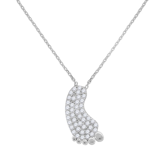 925 Sterling Silver Women Cubic Zirconia Rolo Link Fashion Foot Necklace
