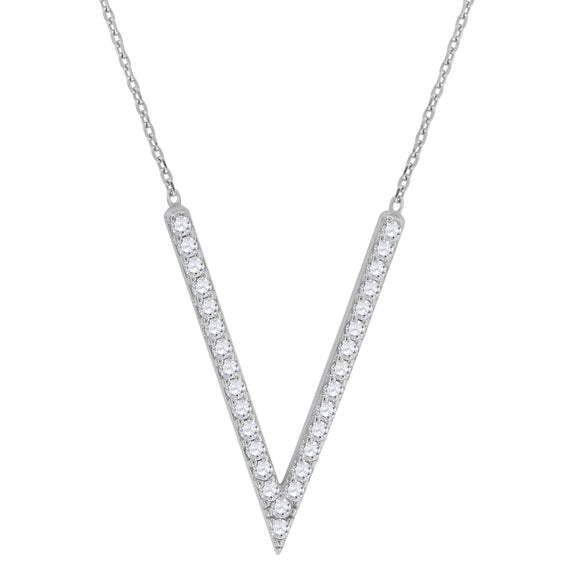 925 Sterling Silver Women Cubic Zirconia Rolo Link Fashion V Shape Necklace