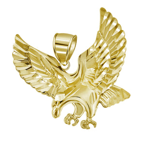 10KT Yellow Gold Mens Eagle Bird Charm Pendant