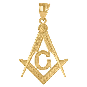 10KT Yellow Gold Mens Masonic Freemasonry Occupation Charm Pendant