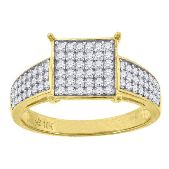 10kt Two-tone Gold Womens Cubic Zirconia CZ Cluster Square Head Engagement Ring Size 6.5